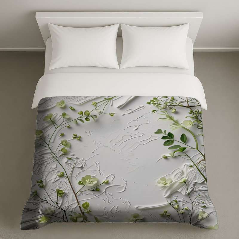 Housse de couette florale Greenery Bedding, Lit simple
