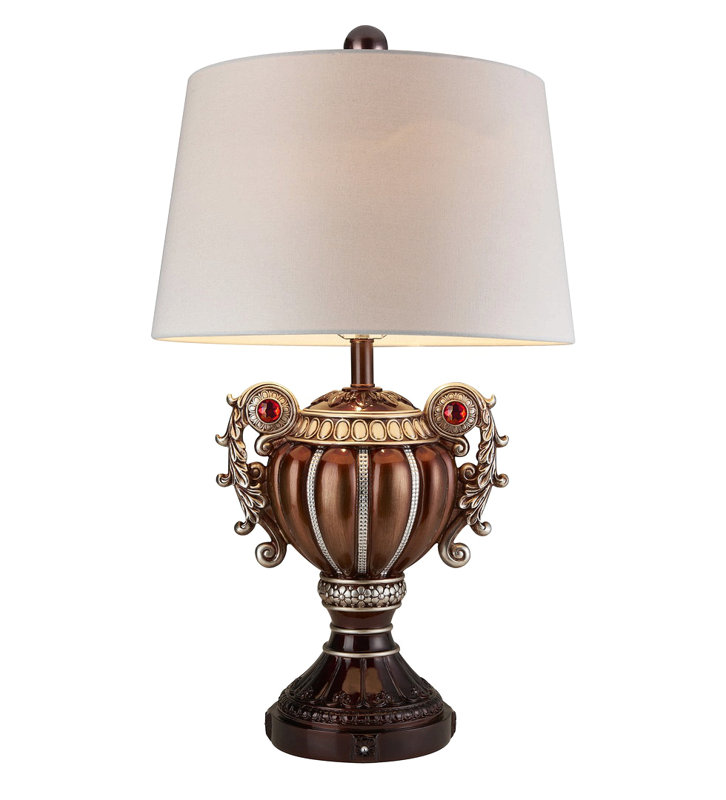 Tall Bronze Urn Shaped Table Lamp, Brown/Gold, On/Off Switch