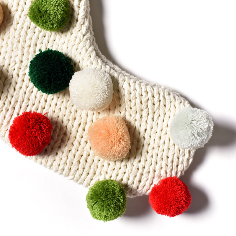 Knit Stocking With Pom Poms