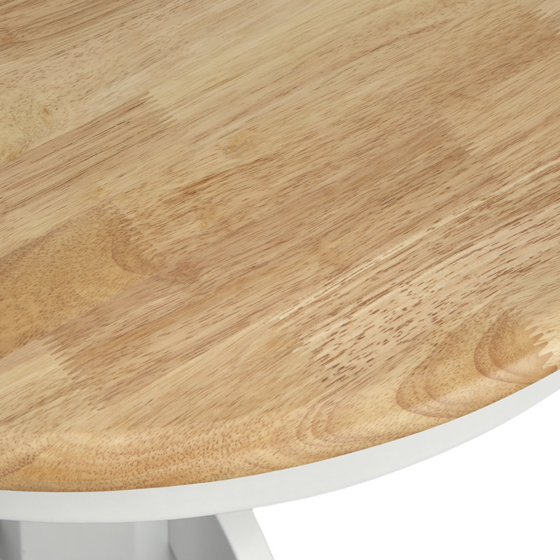 Sara Solid Wood Dining Set, 3 Pieces: Table, 2 Chairs, Natural/White, Natural/White