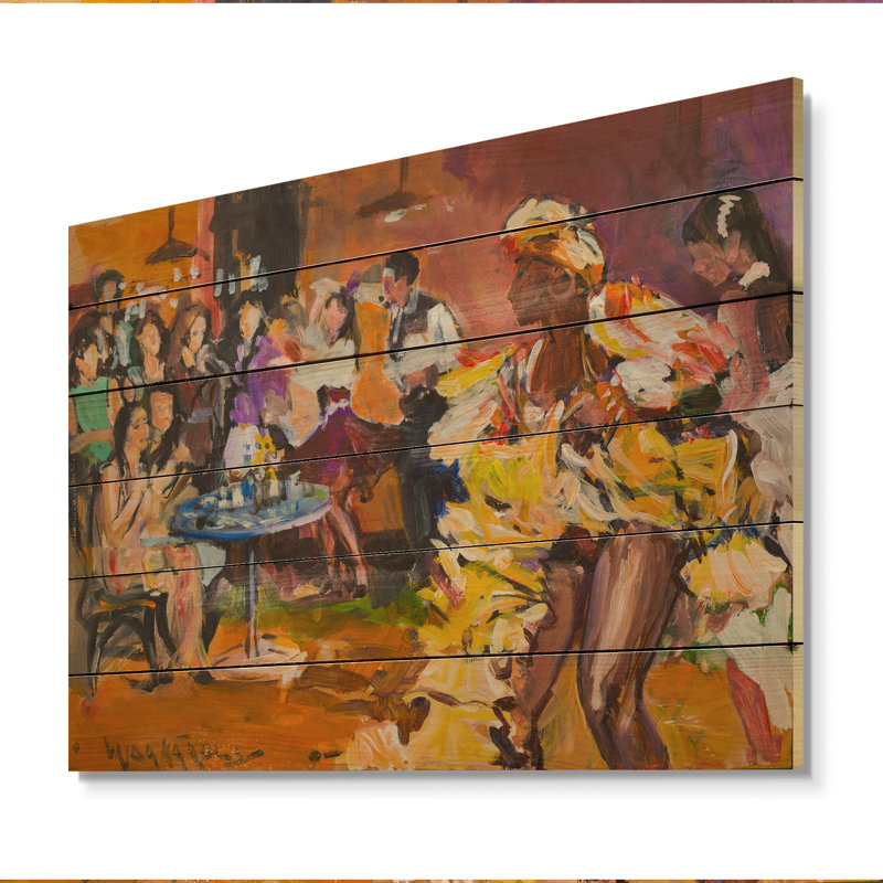 Danse, peinture passionnée - décoration murale en bois rétro, H 30 po x l 40 po x P 1 po