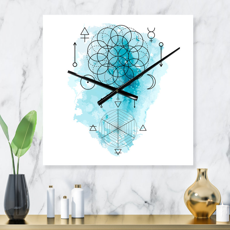 Symbole de l'alchimie et de la géométrie sacrée I - Horloge murale bohémienne et éclectique, Très grand