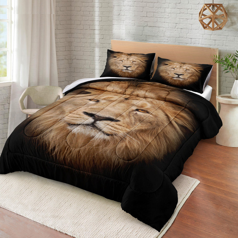 Ensemble d'édredon Black Lion, Queen Comforter +  3 of Additional Pieces