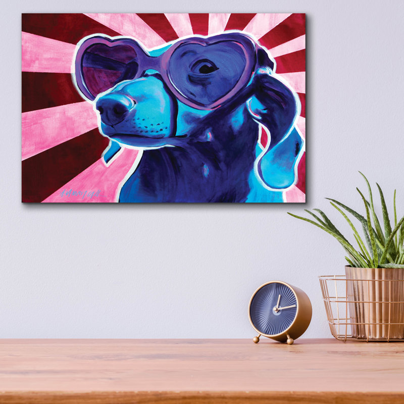 «Dachshund - Puppy Love» par Dawg Painter, H 12 pi x l 16 pi
