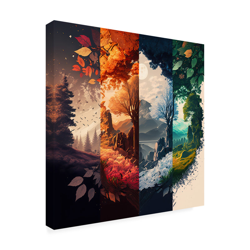 Art mural sur toile tendue - «Four Seasons 4k», art mural Wumples pour décor de salon, de chambre à coucher ou de bureau - 18 x 18