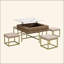 Ensemble de tables basses à plateau relevable moderne avec rangement et 4 repose-pieds