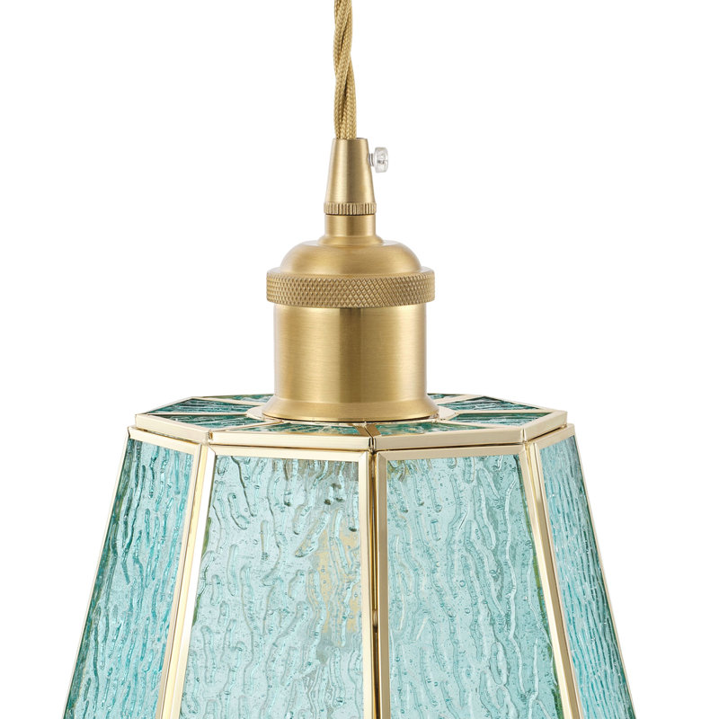 1-Light Blue Glass Iron Dimmable Pendant Lamp