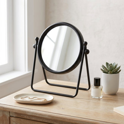 Clarimond Metal Standing Round Table Mirror
