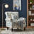 Vintage Floral Upholstered Armchair With Rolled Arms And Wooden Legs-784438694