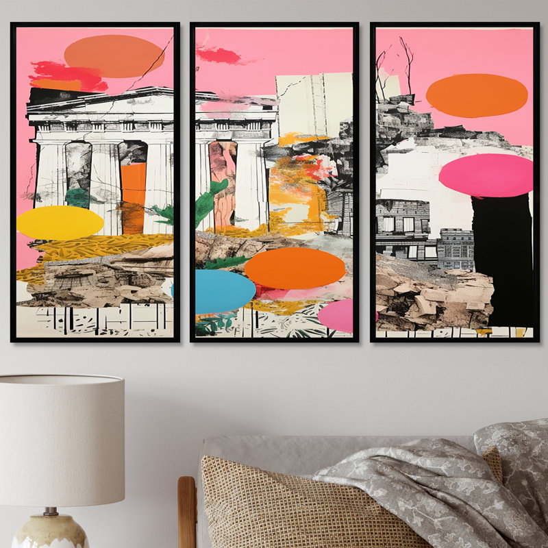 Dafonte - ensemble d'art mural paysage abstrait, H 28 po x l 36 po x P 1 po, Cadre flottant noir