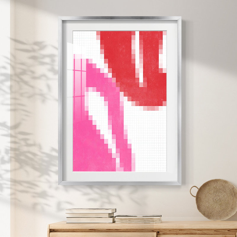 Pixel Leaves II -Framed Print, 25.5" H x 17.5" W, Silver