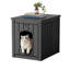 Maison pour animaux 3 en 1 en résine de 54,4 cm de hauteur : compartiment pour bac à litière dissimulé avec table d'appoint-597959863