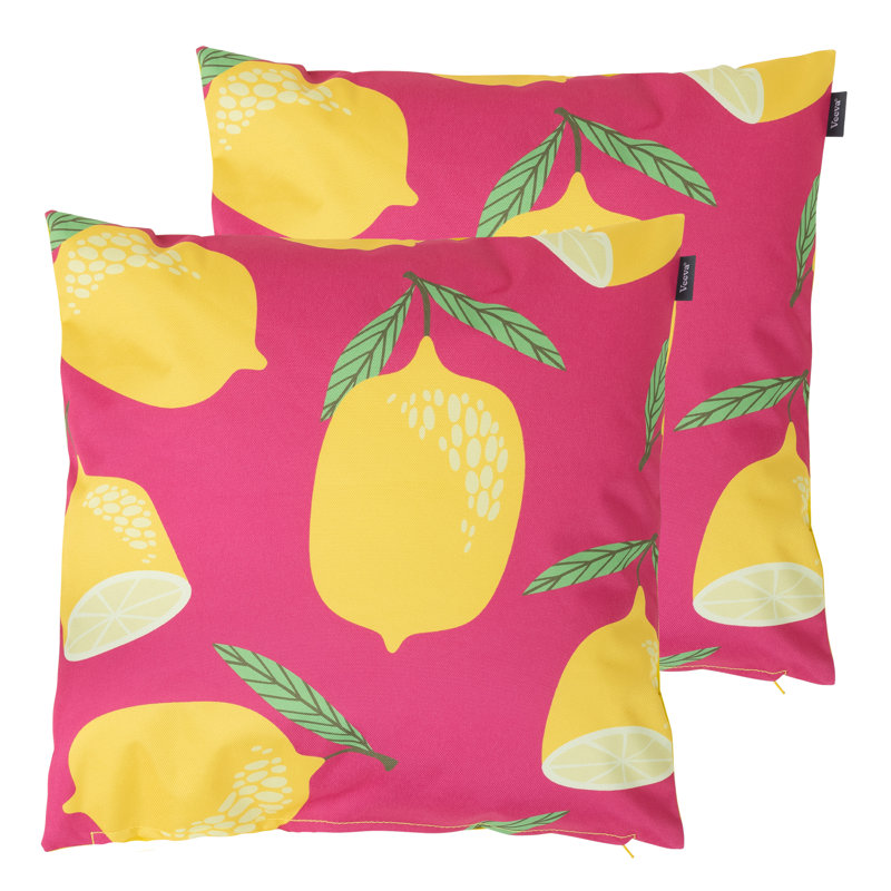 Bean Bag Bazaar Lemons Indoor-Outdoor Cushion, Pack of 2, Yellow