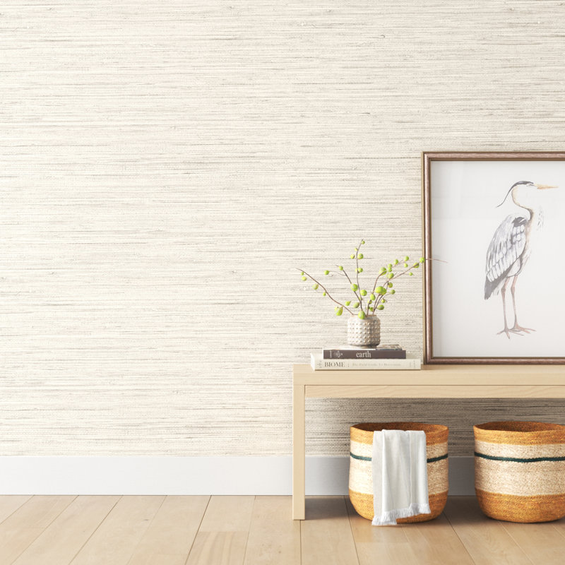 Daleyza Grasscloth 24' x 36" Gingham Wallpaper, White