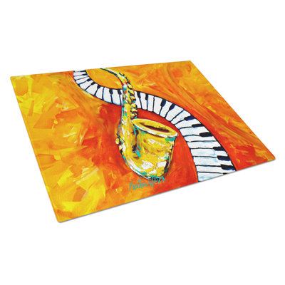 Something Blues Saxaphone and Piano Glass Cutting Board