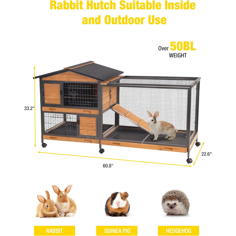 Shelbie Weather Resistant Portable Rabbit Hutch with Ramp