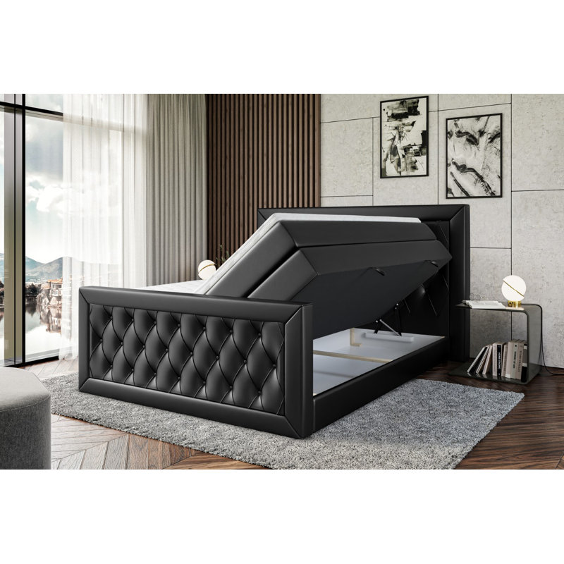 Falk Bed with Mattress, Black, 120cm W x 200cm D