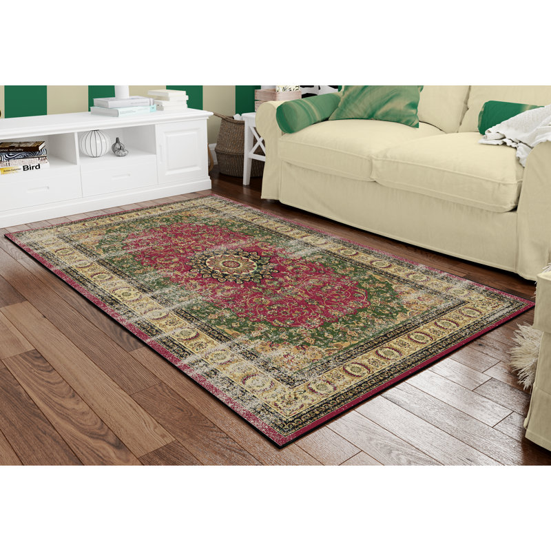 Tapis décoratif brun touffeté oriental Alaula, Rectangle de 4 pi x 6 pi
