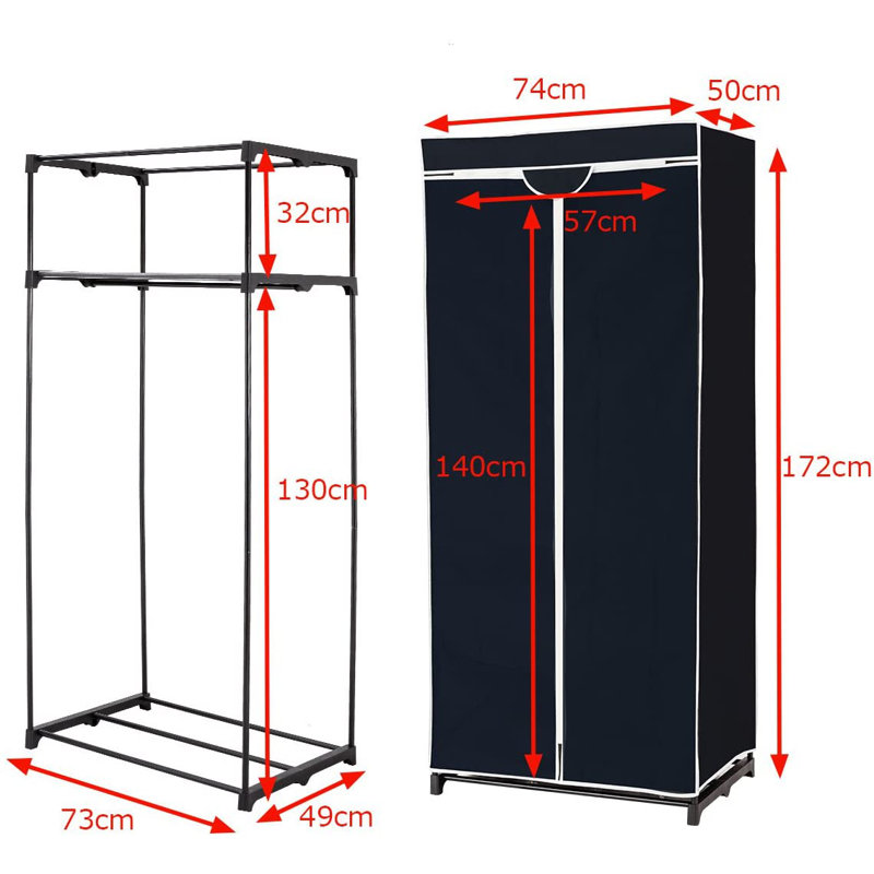 Twicken 50cm Rolling Portable Wardrobe, Black