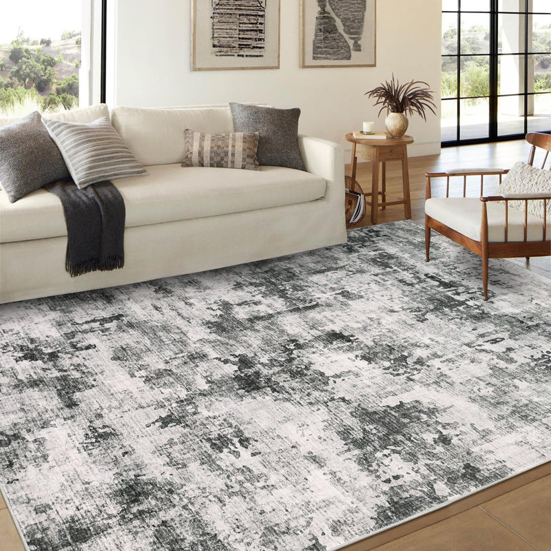 Rectangle Ikat Area Rug, Grey, 80*150cm