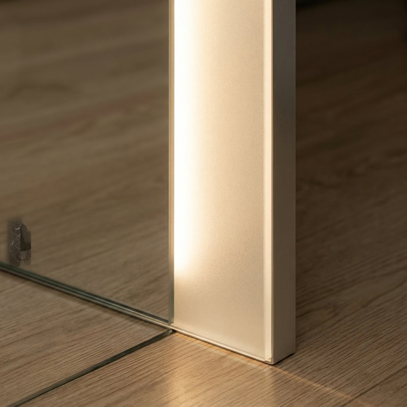 Miroir pleine grandeur 65 po x 21 po avec DEL à intensité variable, température de 3 couleurs, conception sans cadre facile à installer, miroir mural incassable pour la chambre à coucher, le placard et le vestibule