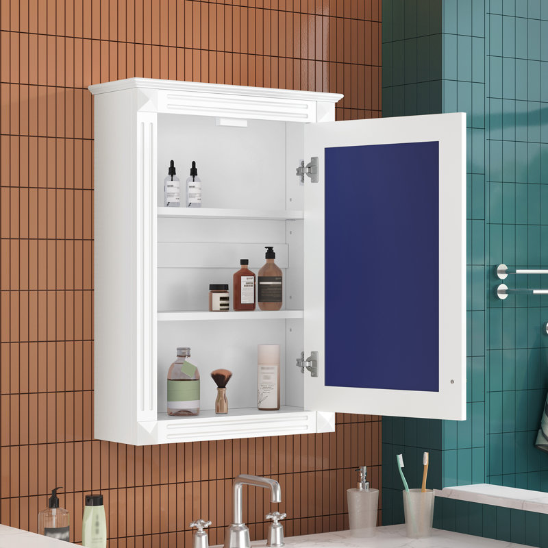 Armoire de rangement de salle de bain murale 20 "avec miroir, Blanc