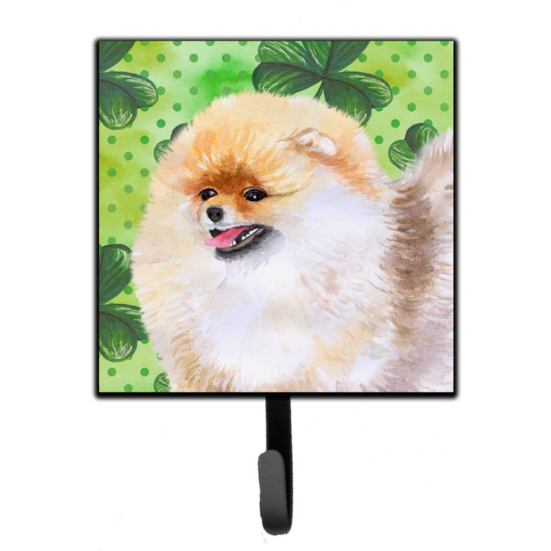 Markle Metal Wall Organizer with Key Hooks, Pomeranian, Brown/Salmon