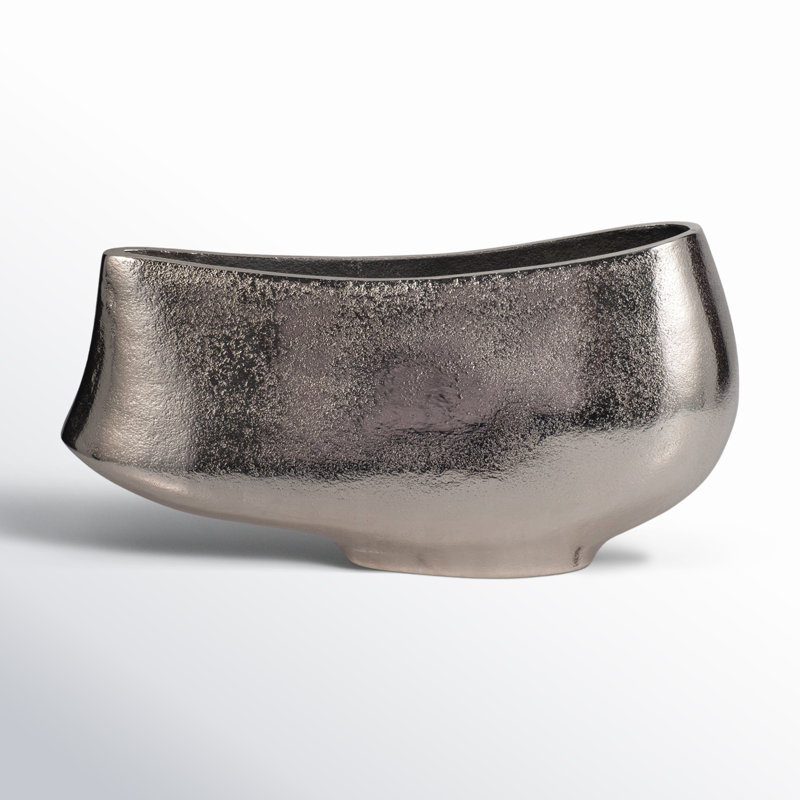 Pico Handmade Aluminum Table Vase, 7" H x 14" W x 5" D, Silver