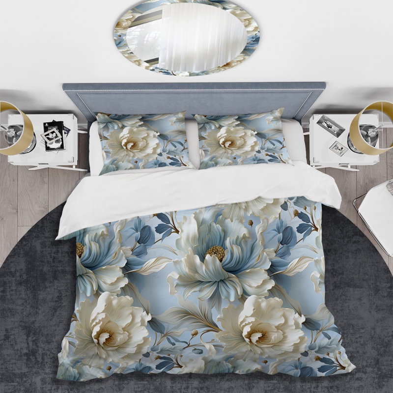 Ensemble de housse de couette Ethereal Rococo Flourish Victorian, Housse de couette simple + 1 taie décorative stan