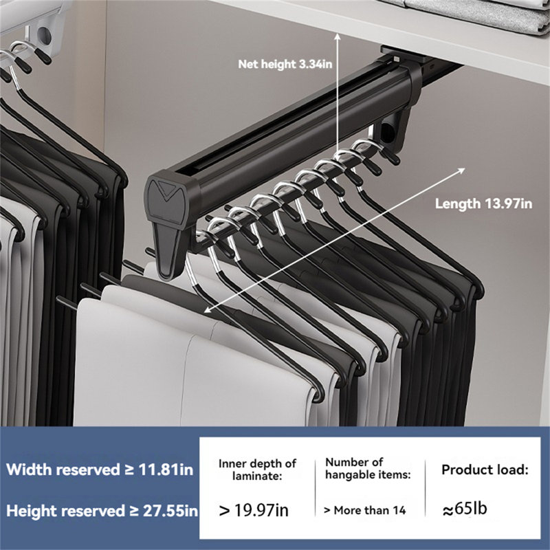 Porte-pantalons extensible avec glissières et cintres de type oie