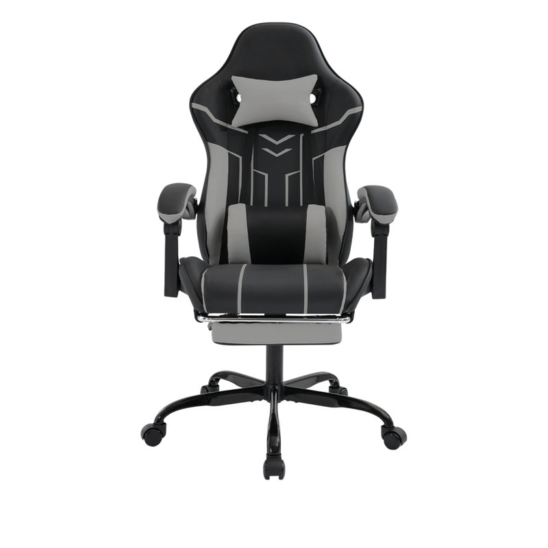 Chaise de jeu, chaise d'ordinateur ergonomique avec repose-pieds Chaise de bureau ergonomique avec dossier lombaire noir