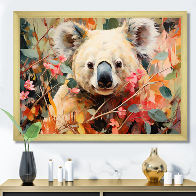 Floral, rose et vert Koala II - Koala, art mural animal