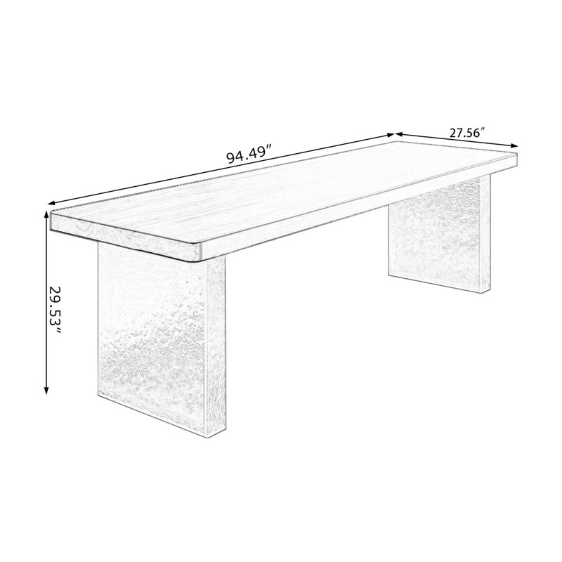 Nut-brown Rectangular Solid Wood writing desk, 29.53" H x 94.49" W x 27.56" D