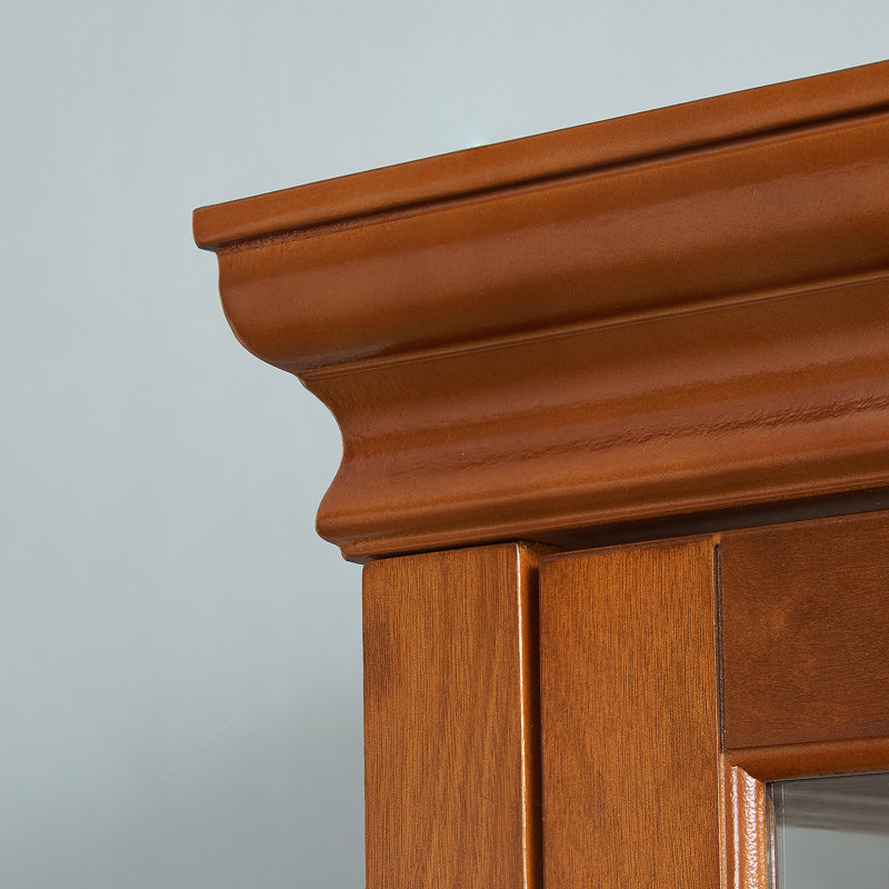 Vitrine lumineuse avec tablettes réglables et dossier en miroir pour mettre en valeur diverses collections avec style, Walnut