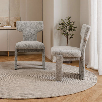 Ensemble de 2 chaises de salle à manger rembourrées modernes avec dossier courbé et pieds en bois d'hévéa