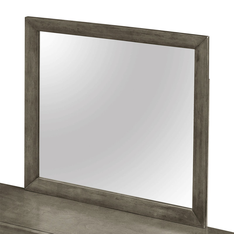 Miroir mural contemporain gris pour n'importe quelle pièce, Gris, Rectangulaire, 39 po x 35 po
