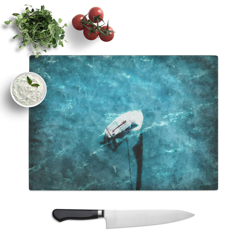 Scow Boat Out Sailing Chopping Board, 0.4cm H x 20cm W x 28.5cm L