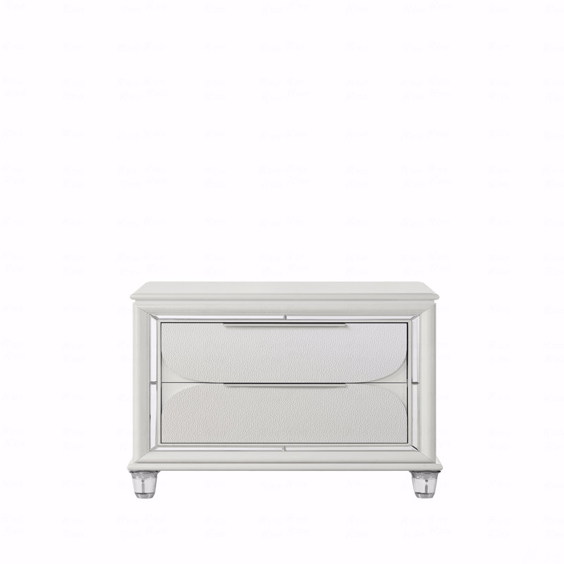Table de chevet finition perle blanche
