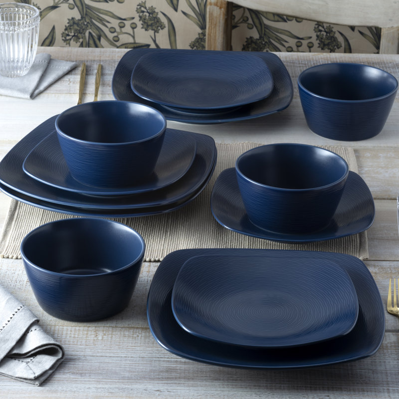 Noritake Colorscapes Swirl Square Dinner Plates, 10-3/4", Navy