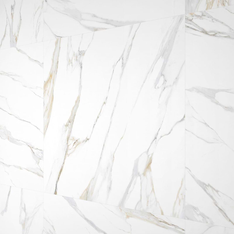 Minera 48X48 Marble Look Polished Porcelain Tile, Aurora Gold