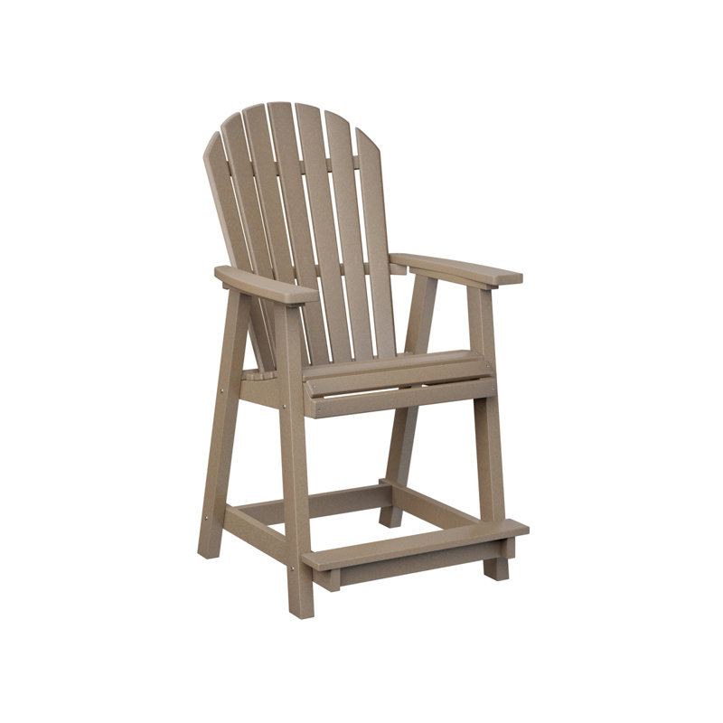 Comfo Back Outdoor Bar Stool, Weatherwood, 22.5"