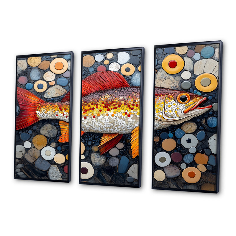 «Red and Orange», ensemble d'impressions murales arctiques, H 28 po x l 36 po x P 1 po, Toile avec cadre flottant noir