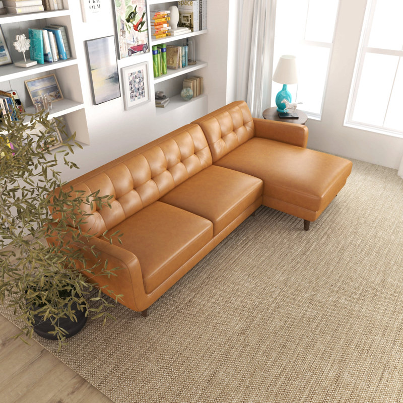 Canapé modulaire en cuir brun clair Allison