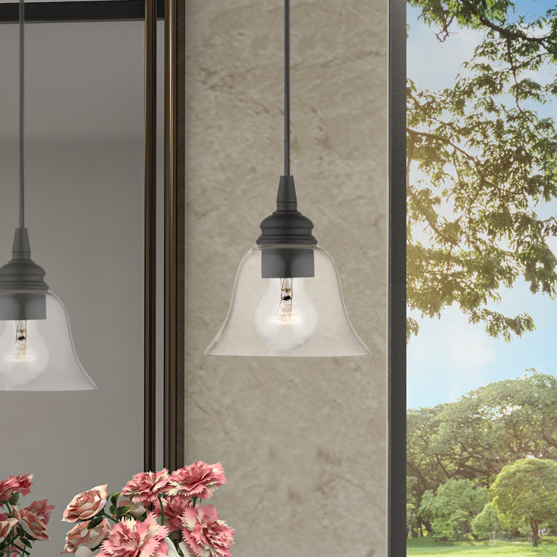 Luminaire suspendu en forme de cloche à 1 lumière Whinnie, Noir