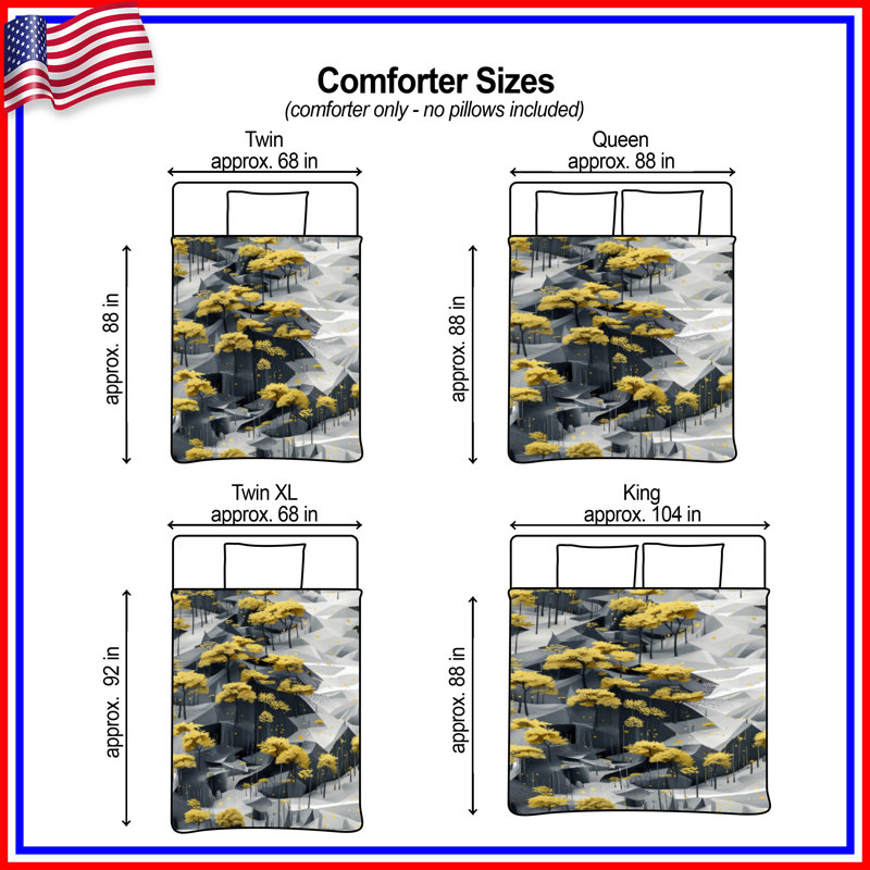 Yellow Trees On Mountains Comforter, Twin Extra Long