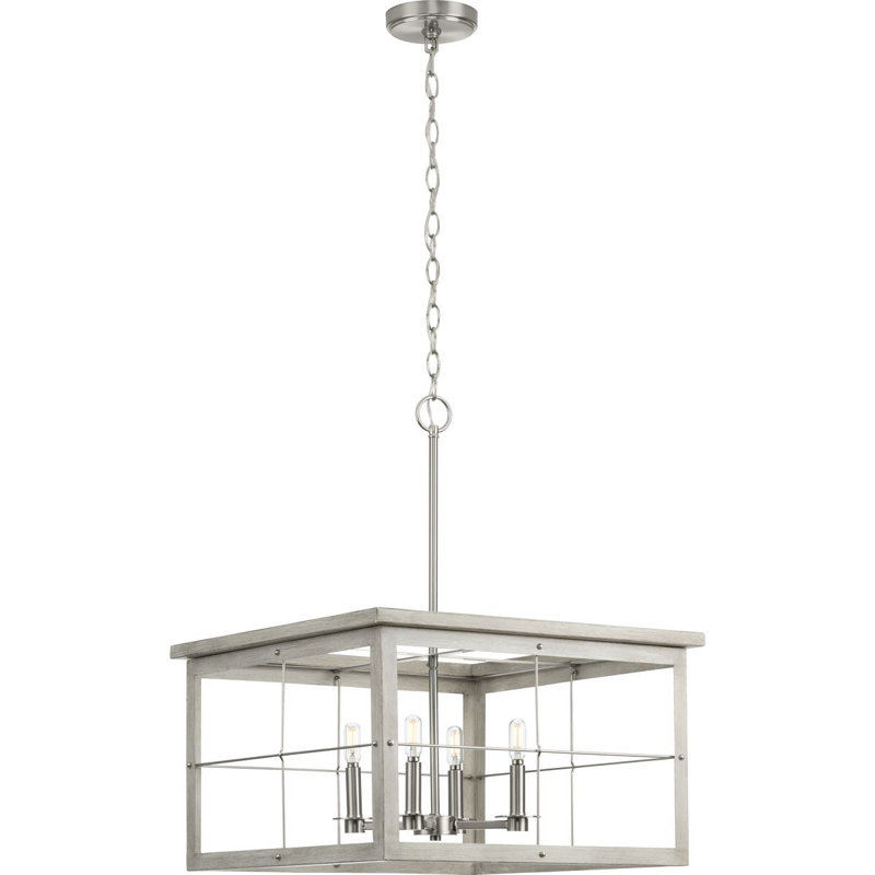 Andreoni 4 - Light Dimmable Lantern Square / Rectangle Chandelier, Brushed Nickel