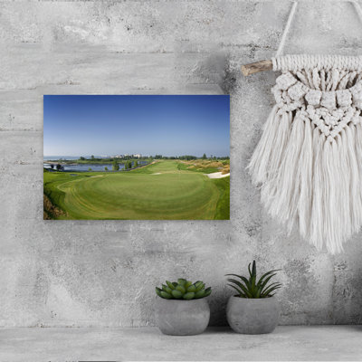 18th Green And Fairway Liberty National Golf Course Jersey City NJ by Alvis Upitis - Wrapped Canvas Print