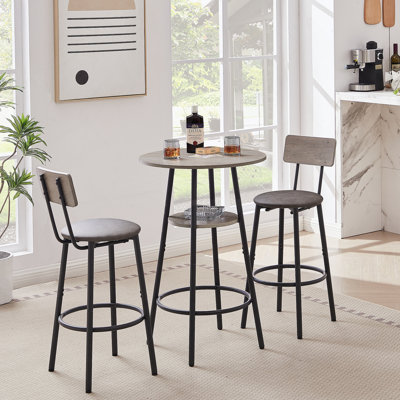 Ensemble de tabourets de bar ronds avec tablette et tabouret rembourré avec dossier, parfait pour les réunions douillettes et les moments de détente