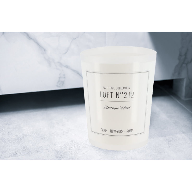 White Plastic Office Waste Basket with Script Design