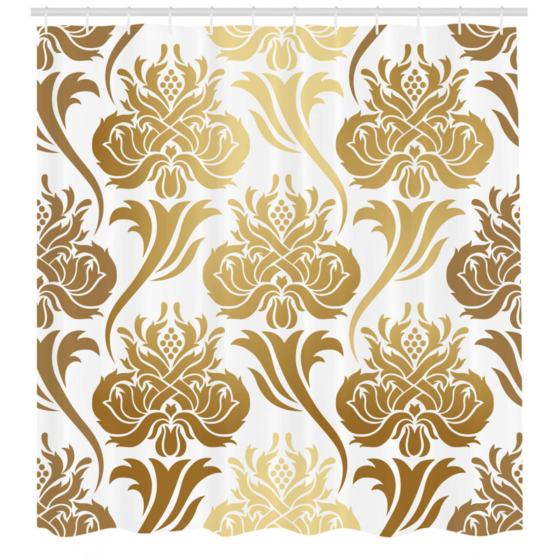 Damask Shower Curtain with Hooks Included, 70" H x 69" W